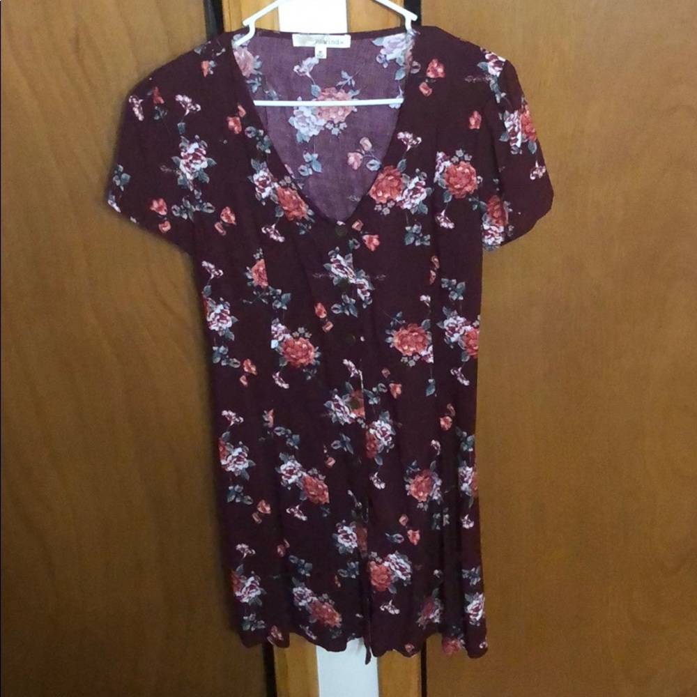 Button front floral dress